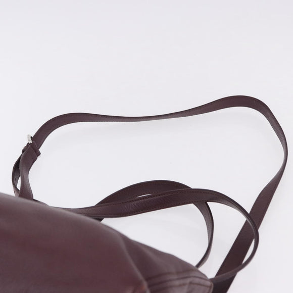 Miu Miu Hand Bag Leather 2way Bordeaux Silver Auth 195983A