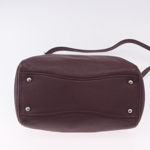 Miu Miu Hand Bag Leather 2way Bordeaux Silver Auth 195983A