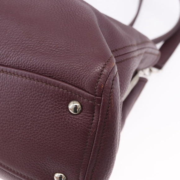 Miu Miu Hand Bag Leather 2way Bordeaux Silver Auth 195983A