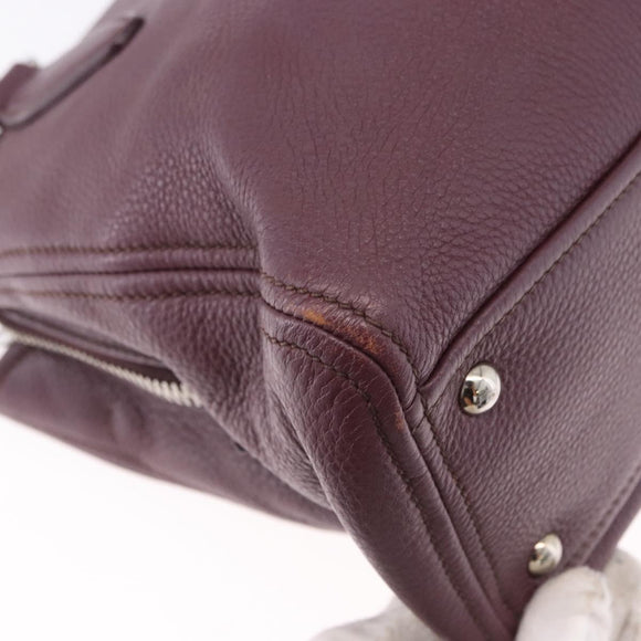 Miu Miu Hand Bag Leather 2way Bordeaux Silver Auth 195983A