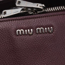 Miu Miu Hand Bag Leather 2way Bordeaux Silver Auth 195983A-16