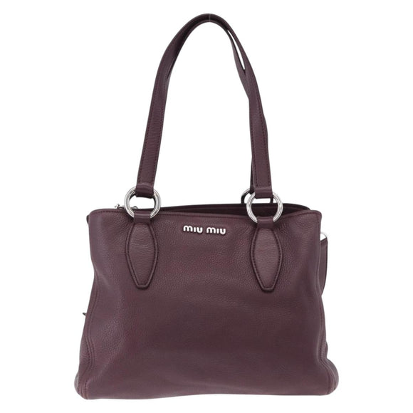 Miu Miu Hand Bag Leather 2way Bordeaux Silver Auth 195983A
