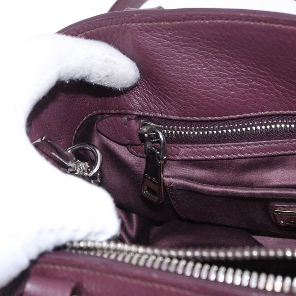 Miu Miu Hand Bag Leather 2way Bordeaux Silver Auth 195983A