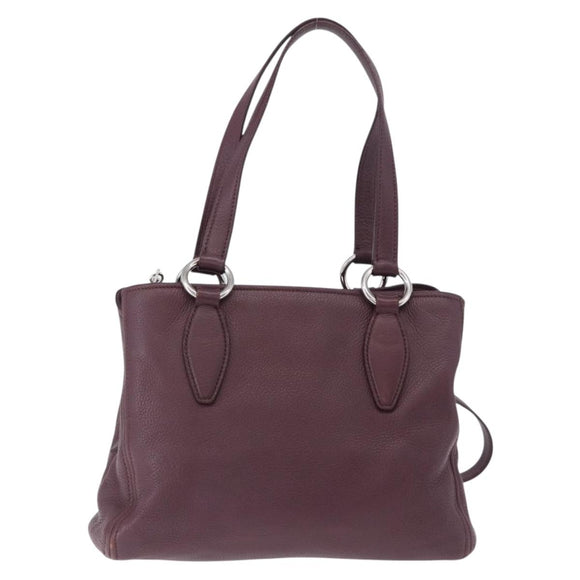 Miu Miu Hand Bag Leather 2way Bordeaux Silver Auth 195983A