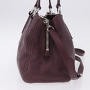 Miu Miu Hand Bag Leather 2way Bordeaux Silver Auth 195983A-5