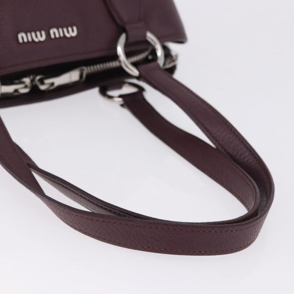 Miu Miu Hand Bag Leather 2way Bordeaux Silver Auth 195983A
