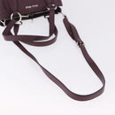 Miu Miu Hand Bag Leather 2way Bordeaux Silver Auth 195983A-9