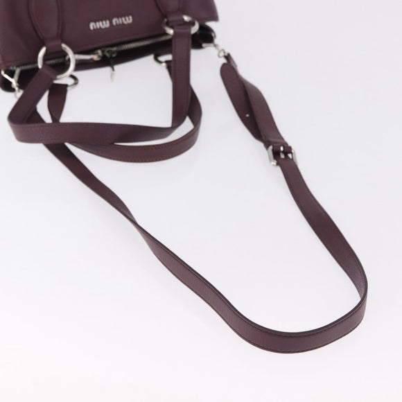 Miu Miu Hand Bag Leather 2way Bordeaux Silver Auth 195983A
