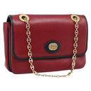 GUCCI Chain Shoulder Bag Leather Red Gold 576421 Auth 195984M-1