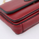 GUCCI Chain Shoulder Bag Leather Red Gold 576421 Auth 195984M-11