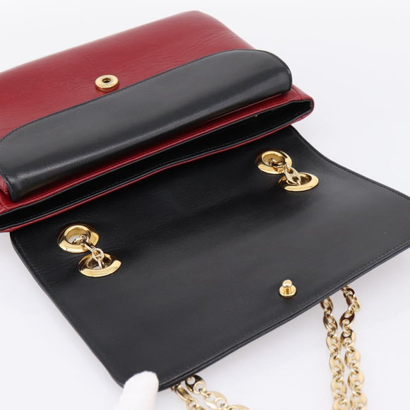 GUCCI Chain Shoulder Bag Leather Red Gold 576421 Auth 195984M