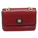 GUCCI Chain Shoulder Bag Leather Red Gold 576421 Auth 195984M-2