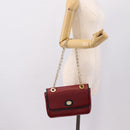 GUCCI Chain Shoulder Bag Leather Red Gold 576421 Auth 195984M-25