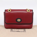 GUCCI Chain Shoulder Bag Leather Red Gold 576421 Auth 195984M-26