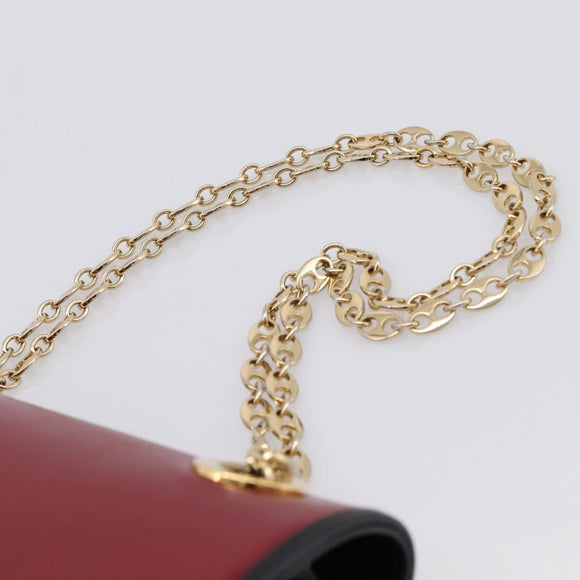GUCCI Chain Shoulder Bag Leather Red Gold 576421 Auth 195984M