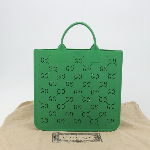 GUCCI GG Canvas Children's Tote Bag Rubber Green 679365 Auth 195985M
