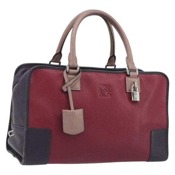 LOEWE Amazona 36 Hand Bag Leather Purple Silver Auth 195986A