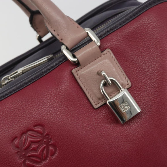 LOEWE Amazona 36 Hand Bag Leather Purple Silver Auth 195986A