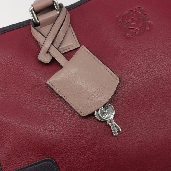 LOEWE Amazona 36 Hand Bag Leather Purple Silver Auth 195986A