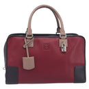 LOEWE Amazona 36 Hand Bag Leather Purple Silver Auth 195986A-13