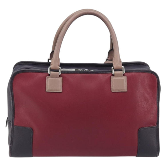 LOEWE Amazona 36 Hand Bag Leather Purple Silver Auth 195986A