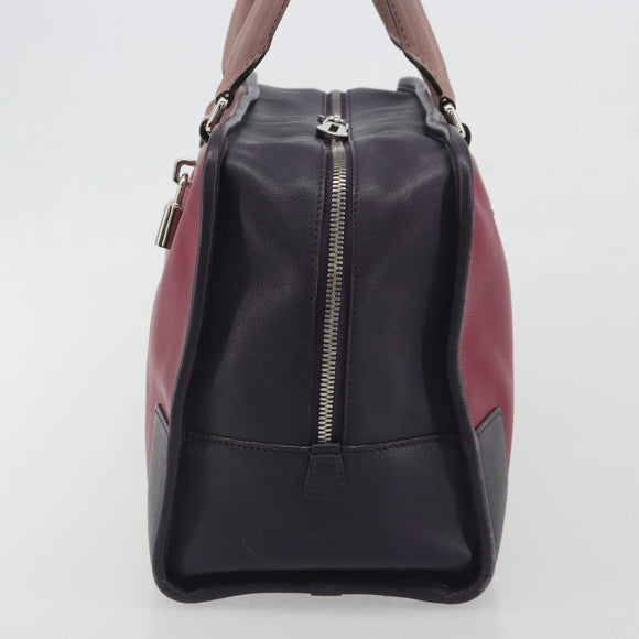 LOEWE Amazona 36 Hand Bag Leather Purple Silver Auth 195986A
