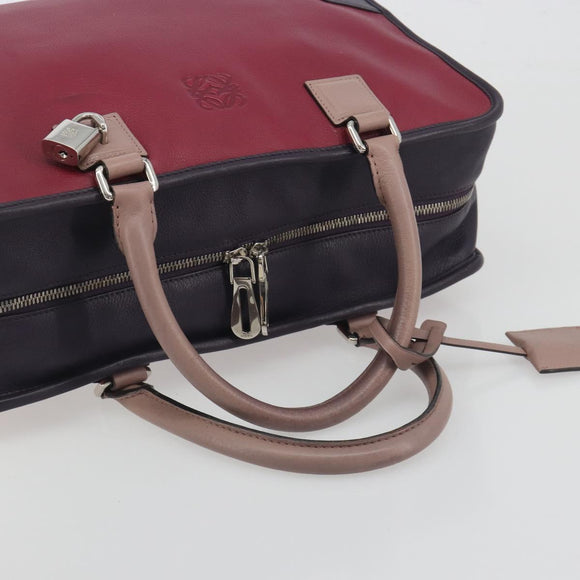 LOEWE Amazona 36 Hand Bag Leather Purple Silver Auth 195986A