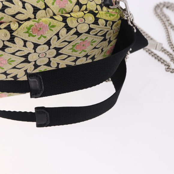 Miu Miu Shoulder Bag Satin Yellow Silver Auth 195988M