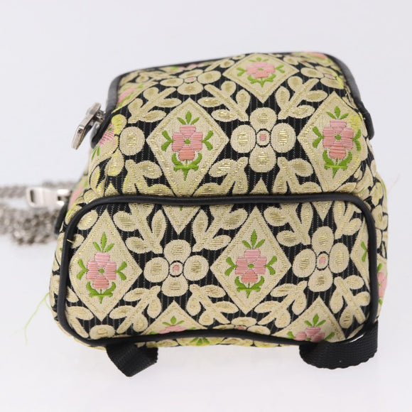 Miu Miu Shoulder Bag Satin Yellow Silver Auth 195988M