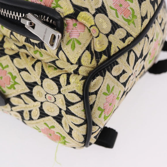 Miu Miu Shoulder Bag Satin Yellow Silver Auth 195988M