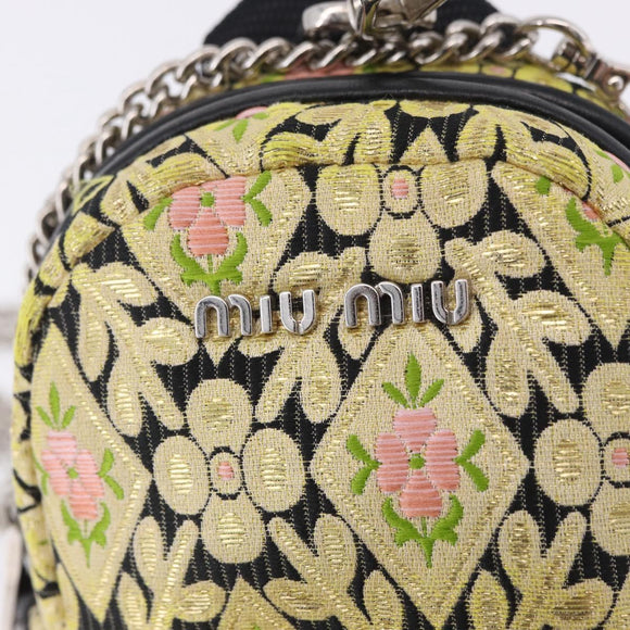 Miu Miu Shoulder Bag Satin Yellow Silver Auth 195988M
