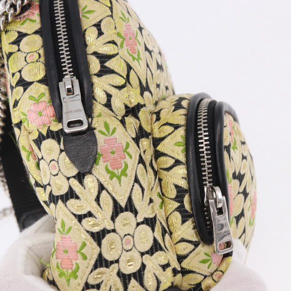Miu Miu Shoulder Bag Satin Yellow Silver Auth 195988M