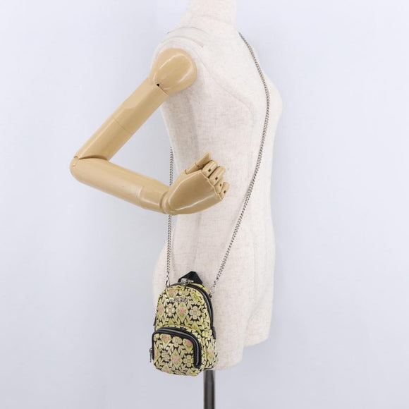 Miu Miu Shoulder Bag Satin Yellow Silver Auth 195988M