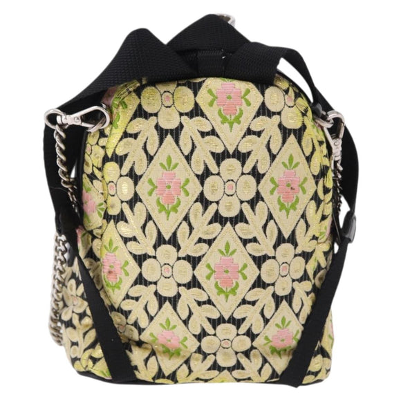 Miu Miu Shoulder Bag Satin Yellow Silver Auth 195988M