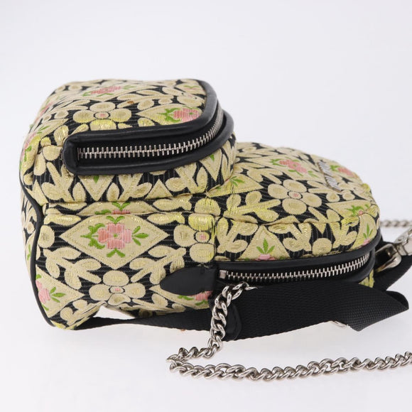 Miu Miu Shoulder Bag Satin Yellow Silver Auth 195988M