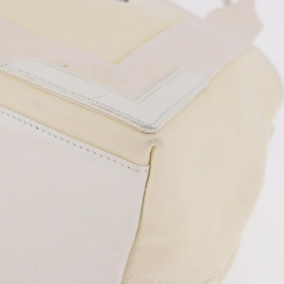 BALENCIAGA Navy Cabas Hand Bag Canvas Ivory Silver 339933 Auth 195989A