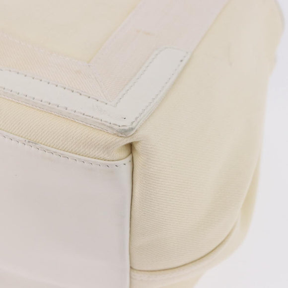 BALENCIAGA Navy Cabas Hand Bag Canvas Ivory Silver 339933 Auth 195989A