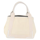 BALENCIAGA Navy Cabas Hand Bag Canvas Ivory Silver 339933 Auth 195989A-2
