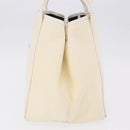 BALENCIAGA Navy Cabas Hand Bag Canvas Ivory Silver 339933 Auth 195989A-3