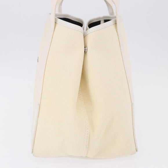 BALENCIAGA Navy Cabas Hand Bag Canvas Ivory Silver 339933 Auth 195989A