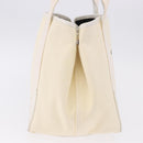 BALENCIAGA Navy Cabas Hand Bag Canvas Ivory Silver 339933 Auth 195989A-4