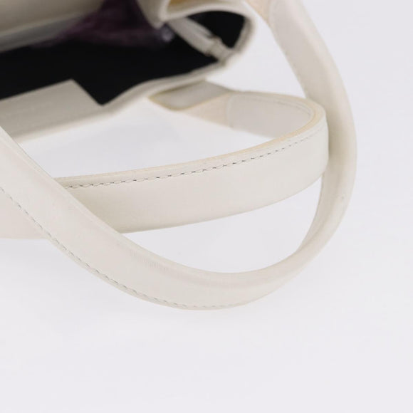 BALENCIAGA Navy Cabas Hand Bag Canvas Ivory Silver 339933 Auth 195989A