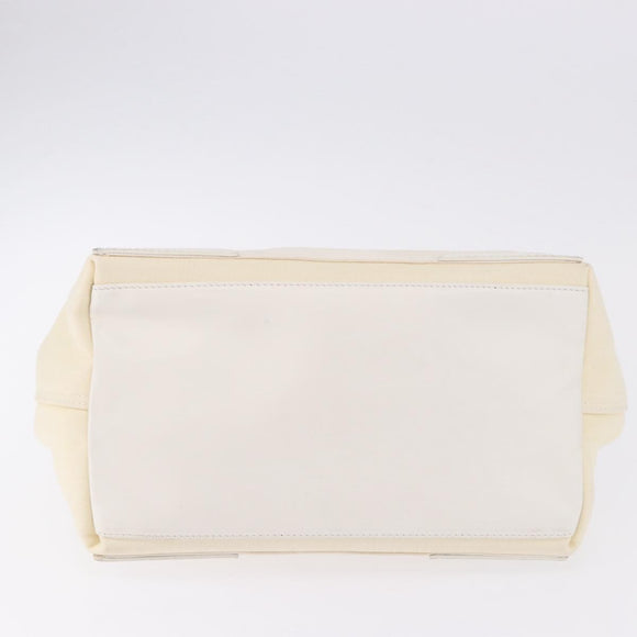 BALENCIAGA Navy Cabas Hand Bag Canvas Ivory Silver 339933 Auth 195989A
