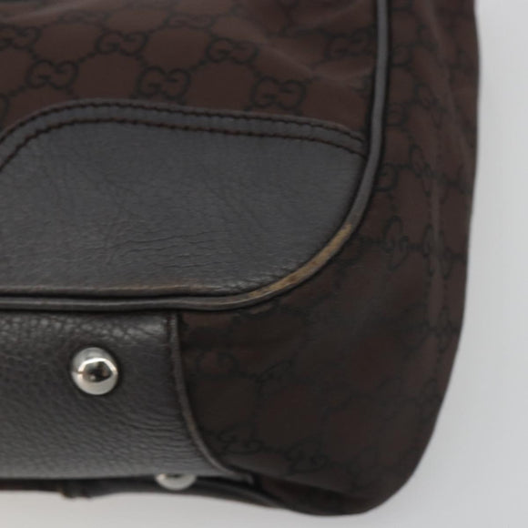 GUCCI GG Canvas Web Sherry Line Bag Nylon Outlet Brown Silver 293592 Auth 195991