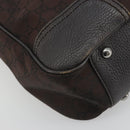GUCCI GG Canvas Web Sherry Line Bag Nylon Outlet Brown Silver 293592 Auth 195991-16