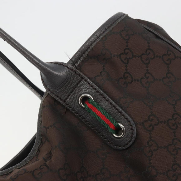 GUCCI GG Canvas Web Sherry Line Bag Nylon Outlet Brown Silver 293592 Auth 195991
