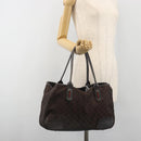 GUCCI GG Canvas Web Sherry Line Bag Nylon Outlet Brown Silver 293592 Auth 195991-22