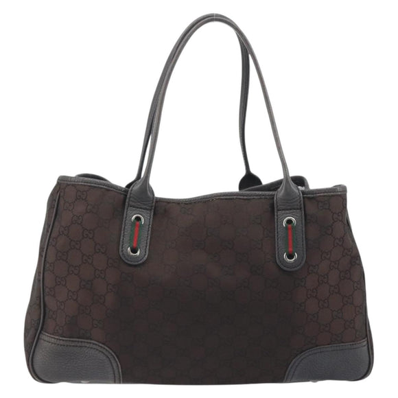 GUCCI GG Canvas Web Sherry Line Bag Nylon Outlet Brown Silver 293592 Auth 195991