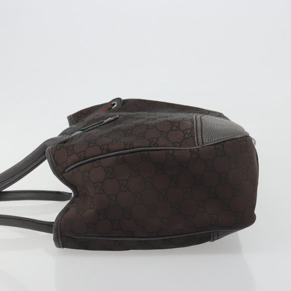 GUCCI GG Canvas Web Sherry Line Bag Nylon Outlet Brown Silver 293592 Auth 195991