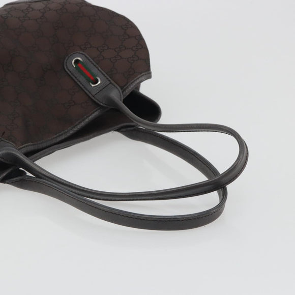 GUCCI GG Canvas Web Sherry Line Bag Nylon Outlet Brown Silver 293592 Auth 195991